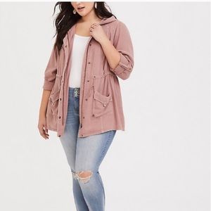 Torrid Pink Hooded Twill Anorak NWOT
